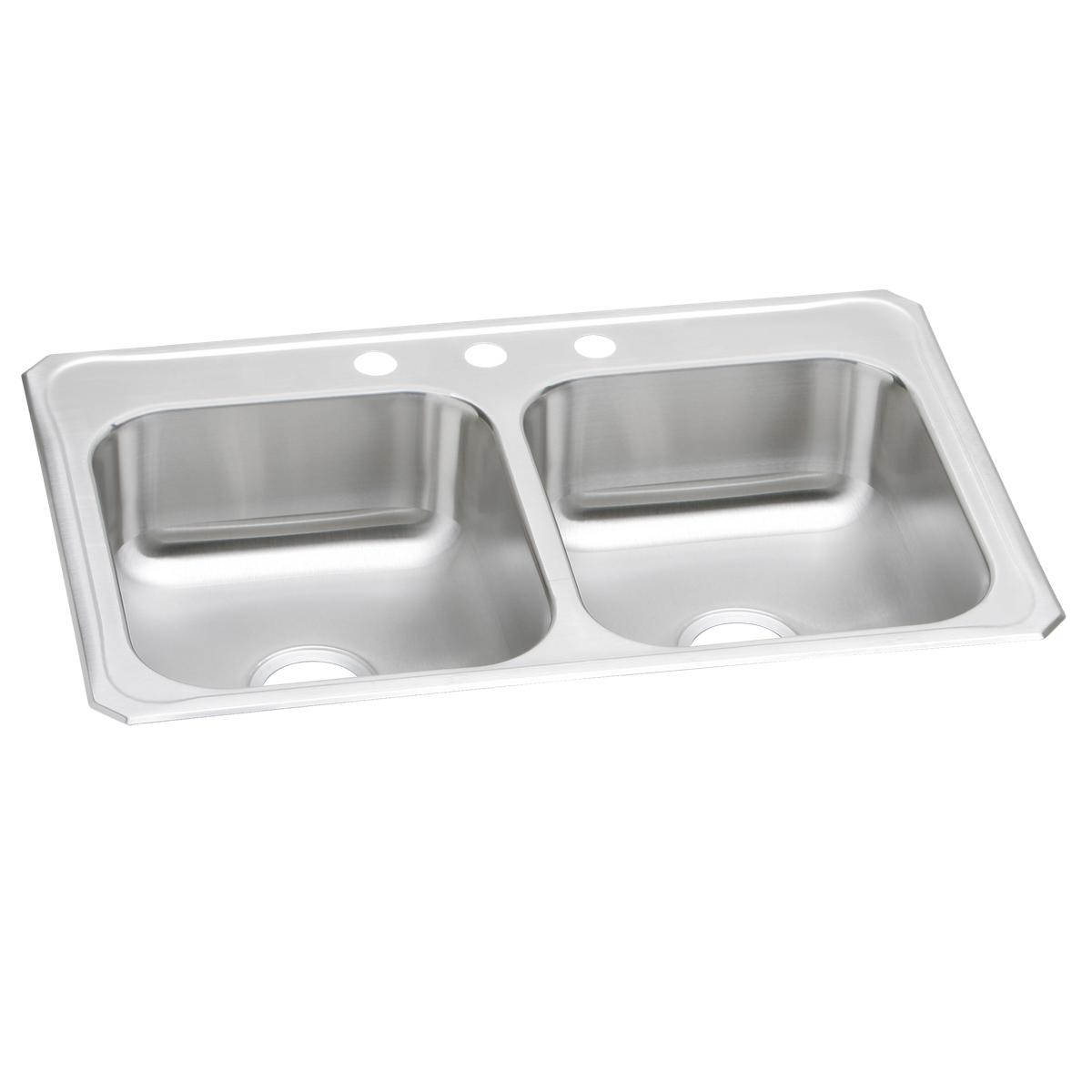 Elkay Celebrity Stainless Steel 33" x 22" x 7", 3-Hole Equal Double Bowl Drop-in Sink CR33223