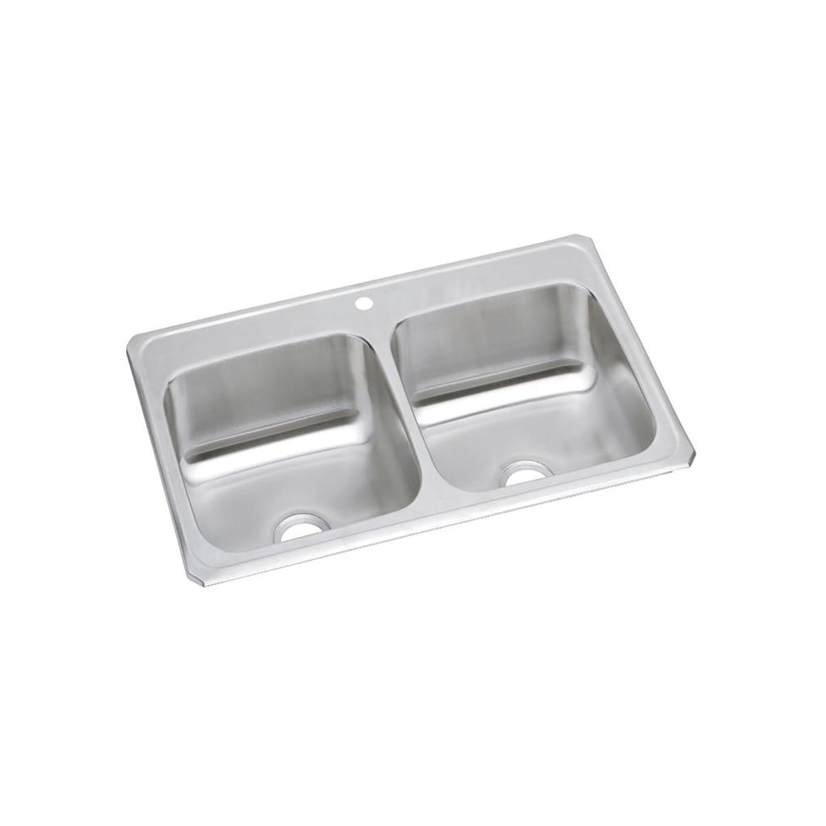 Elkay Celebrity Stainless Steel 43" x 22" x 6-7/8", 1-Hole Equal Double Bowl Drop-in Sink CR43221