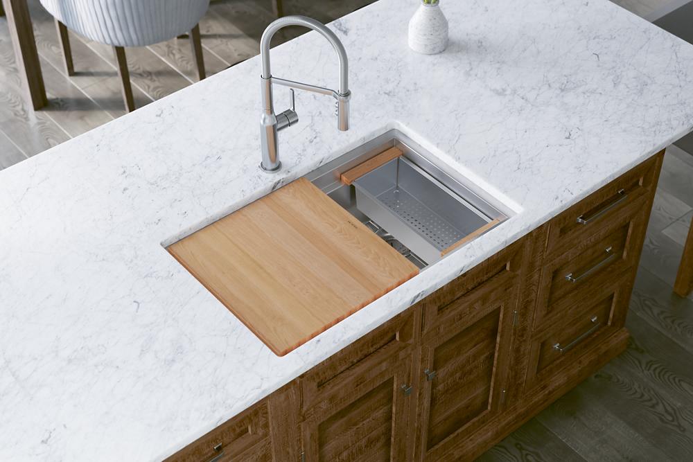 Elkay Circuit Chef Workstation Stainless Steel 32-1/2" x 20-1/2" x 10" Single Bowl Undermount Sink Kit w/ Cherry Wood Boards CS30CWK