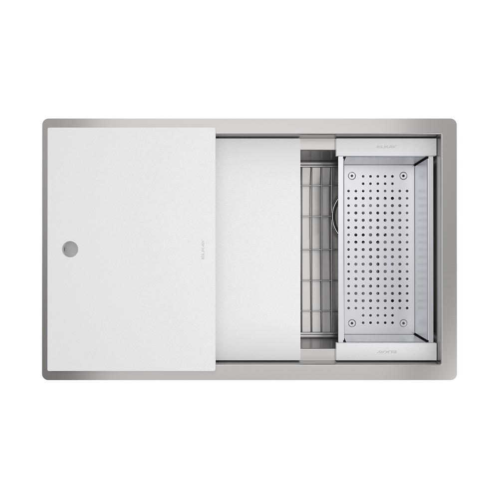 Elkay Circuit Chef Workstation Stainless Steel 32-1/2" x 20-1/2" x 10" Single Bowl Undermount Sink Kit w/White Polymer Boards CS30WPK