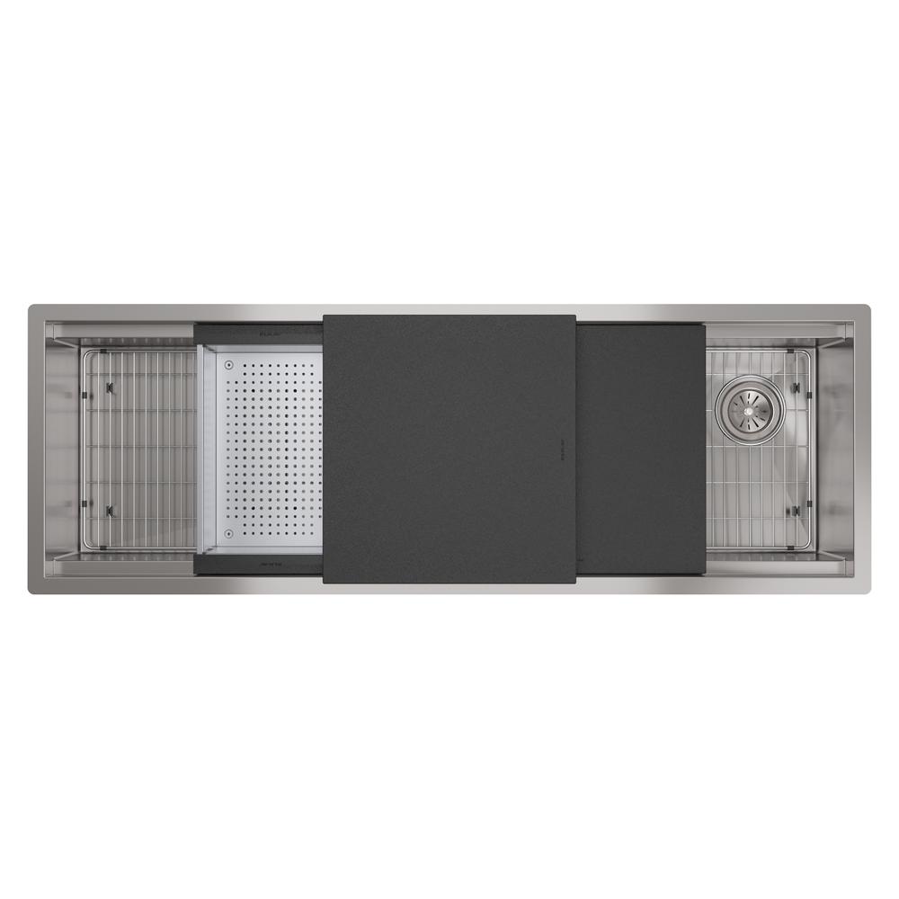 Elkay Circuit Chef Workstation Stainless Steel 59-1/2" x 20-1/2" x 10" Single Bowl Undermount Sink Kit w/Black Polymer Boards CS60BPK