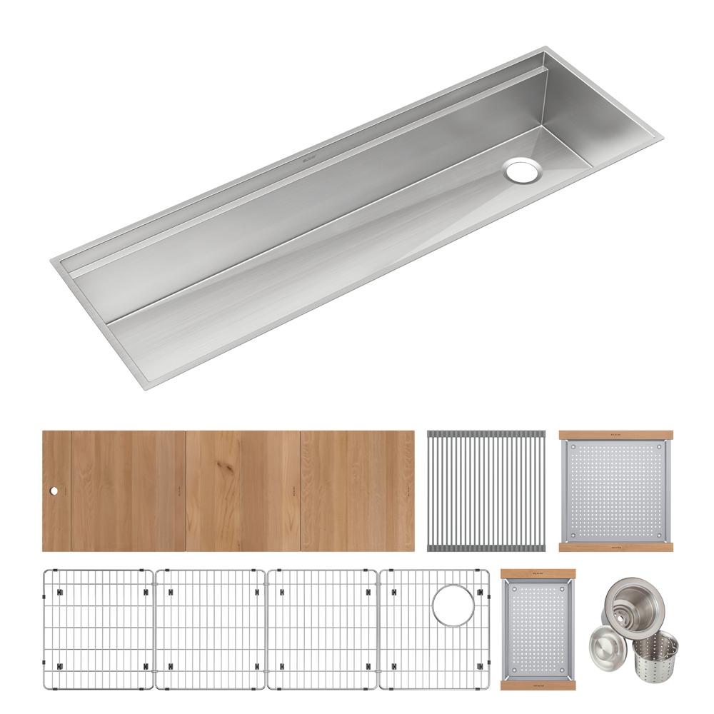 Elkay Circuit Chef Workstation Stainless Steel 59-1/2" x 20-1/2" x 10" Single Bowl Undermount Sink Kit w/Cherry Wood Boards CS60CWK