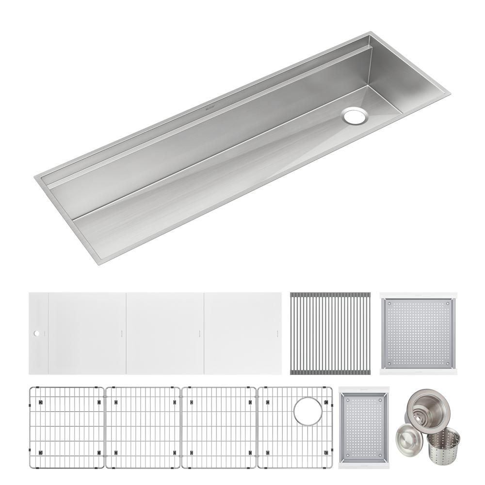 Elkay Circuit Chef Workstation Stainless Steel 59-1/2" x 20-1/2" x 10" Single Bowl Undermount Sink Kit w/White Polymer Boards CS60WPK