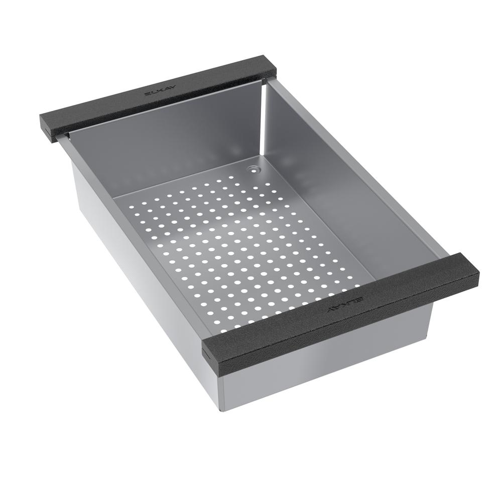 Elkay Circuit Chef Stainless Steel 17-3/4" x 11" x 4-1/2" Colander with Black Polymer Handles CSLCBP