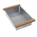 Elkay Circuit Chef Stainless Steel 17-3/4" x 11" x 4-1/2" Colander with Cherry Wood Handles CSLCCW