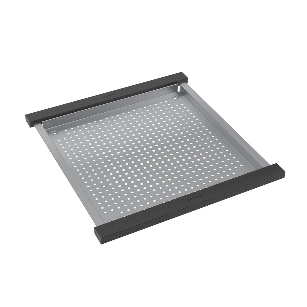 Elkay Circuit Chef Stainless Steel 17-3/4" x 18-3/4" x 1-1/2" Low Profile Colander with Black Polymer Handles CSLPBP