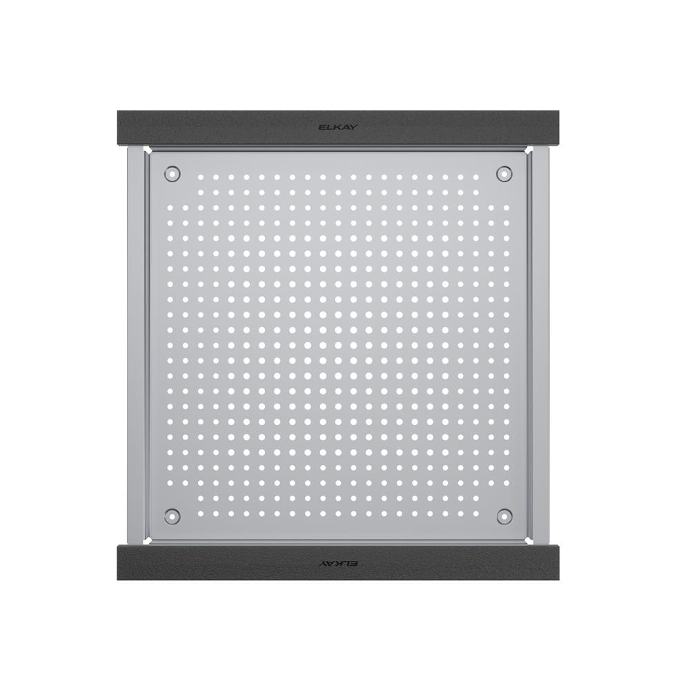 Elkay Circuit Chef Stainless Steel 17-3/4" x 18-3/4" x 1-1/2" Low Profile Colander with Black Polymer Handles CSLPBP