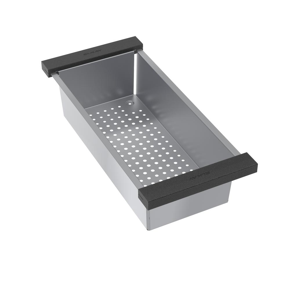 Elkay Circuit Chef Stainless Steel 17-3/4" x 8" x 4-1/2" Colander with Black Polymer Handles CSSCBP