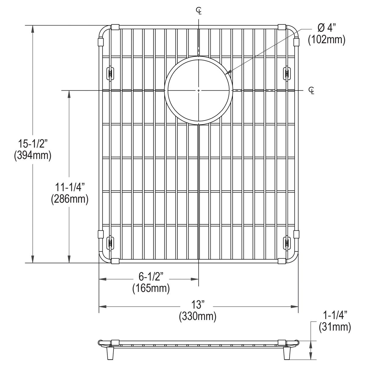 Elkay Crosstown Stainless Steel 13" x 15-1/2" x 1-1/4" Bottom Grid CTXBG1316