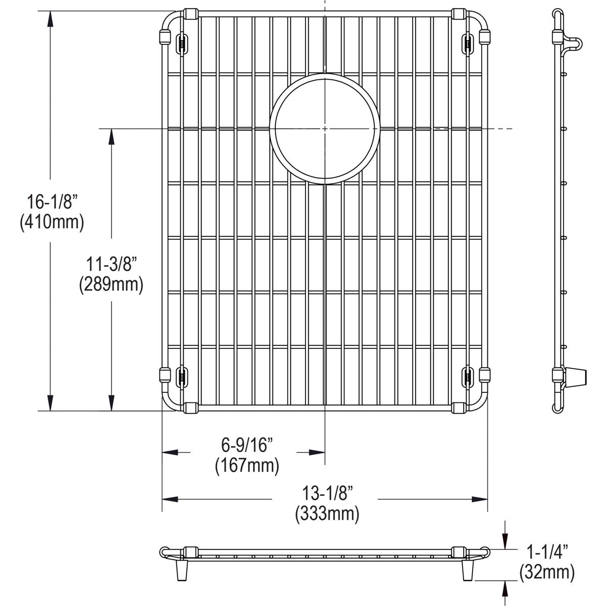 Elkay Crosstown Stainless Steel 13-1/8" x 16-1/8" x 1-1/4" Bottom Grid CTXFBG1316