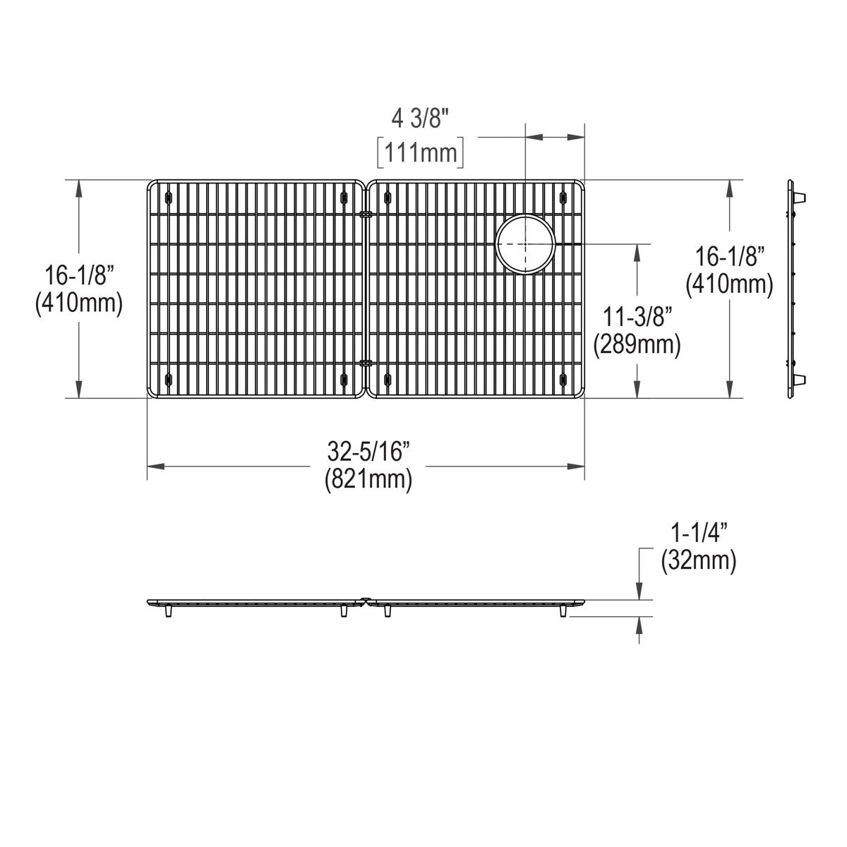 Elkay Crosstown Stainless Steel 33-1/8" x 16-1/8" x 1-1/4" Bottom Grid CTXFBG3316