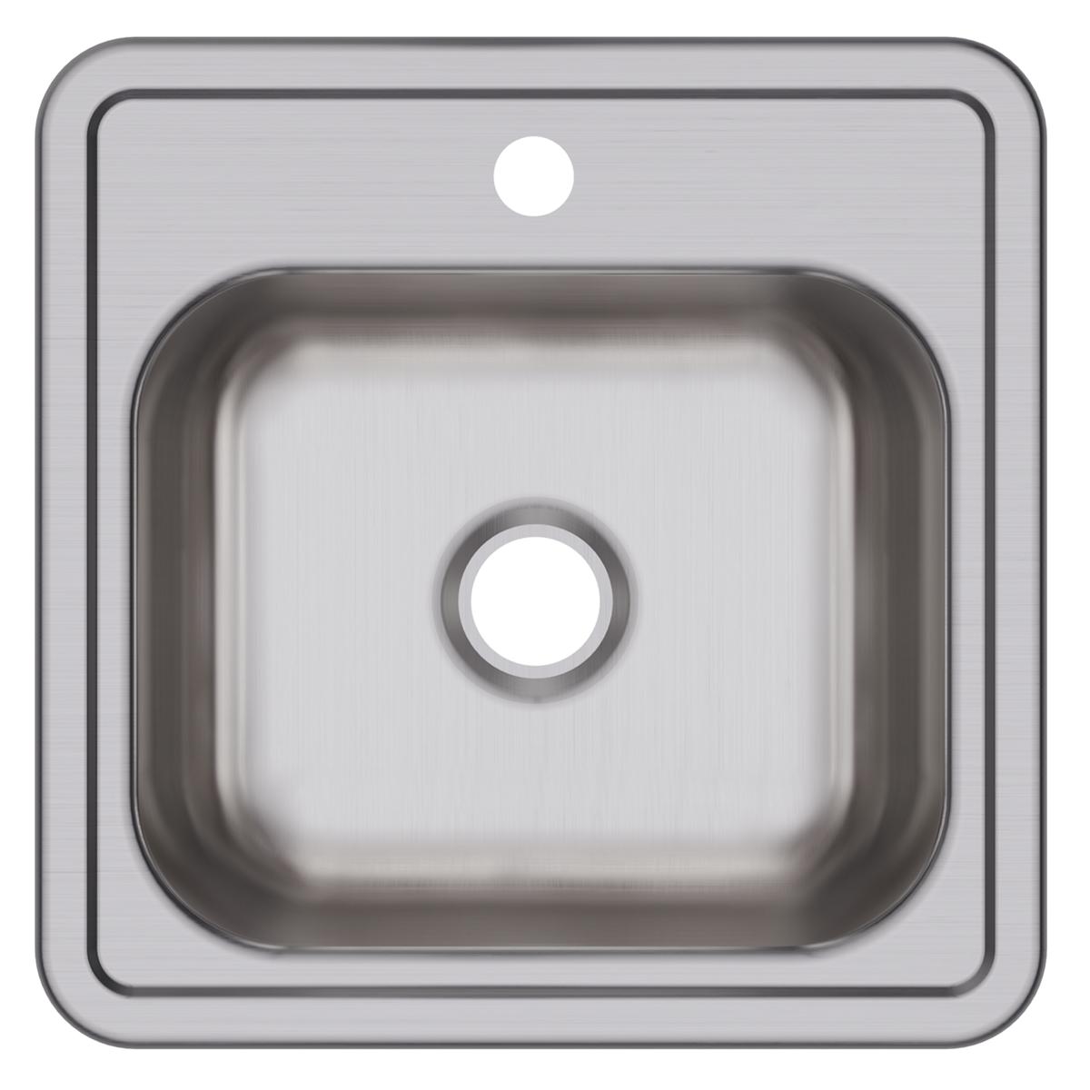 Elkay Dayton Stainless Steel 15" x 15" x 5-3/16", 1-Hole Single Bowl Drop-in Bar Sink with 2" Drain Opening D115151