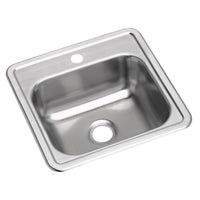 Elkay Dayton Stainless Steel 15" x 15" x 5-3/16", 1-Hole Single Bowl Drop-in Bar Sink with 2" Drain Opening D115151