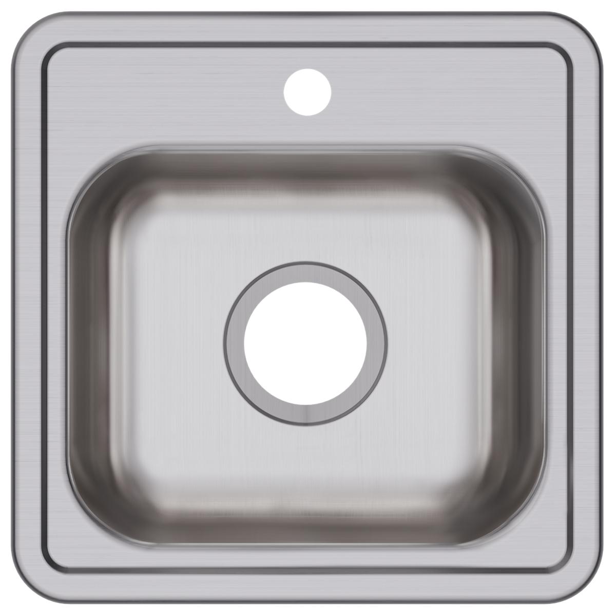 Elkay Dayton Stainless Steel 15" x 15" x 5-3/16", 1-Hole Single Bowl Drop-in Bar Sink with 3-1/2" Drain Opening D115161