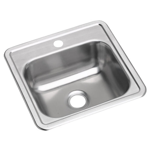 Elkay Dayton Stainless Steel 15" x 15" x 5-3/16", 1-Hole Single Bowl Drop-in Bar Sink with 3-1/2" Drain Opening D115161