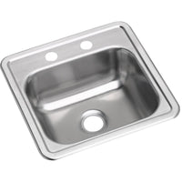 Elkay Dayton Stainless Steel 15" x 15" x 5-3/16", 2-Hole Single Bowl Drop-in Bar Sink with 3-1/2" Drain Opening D115162