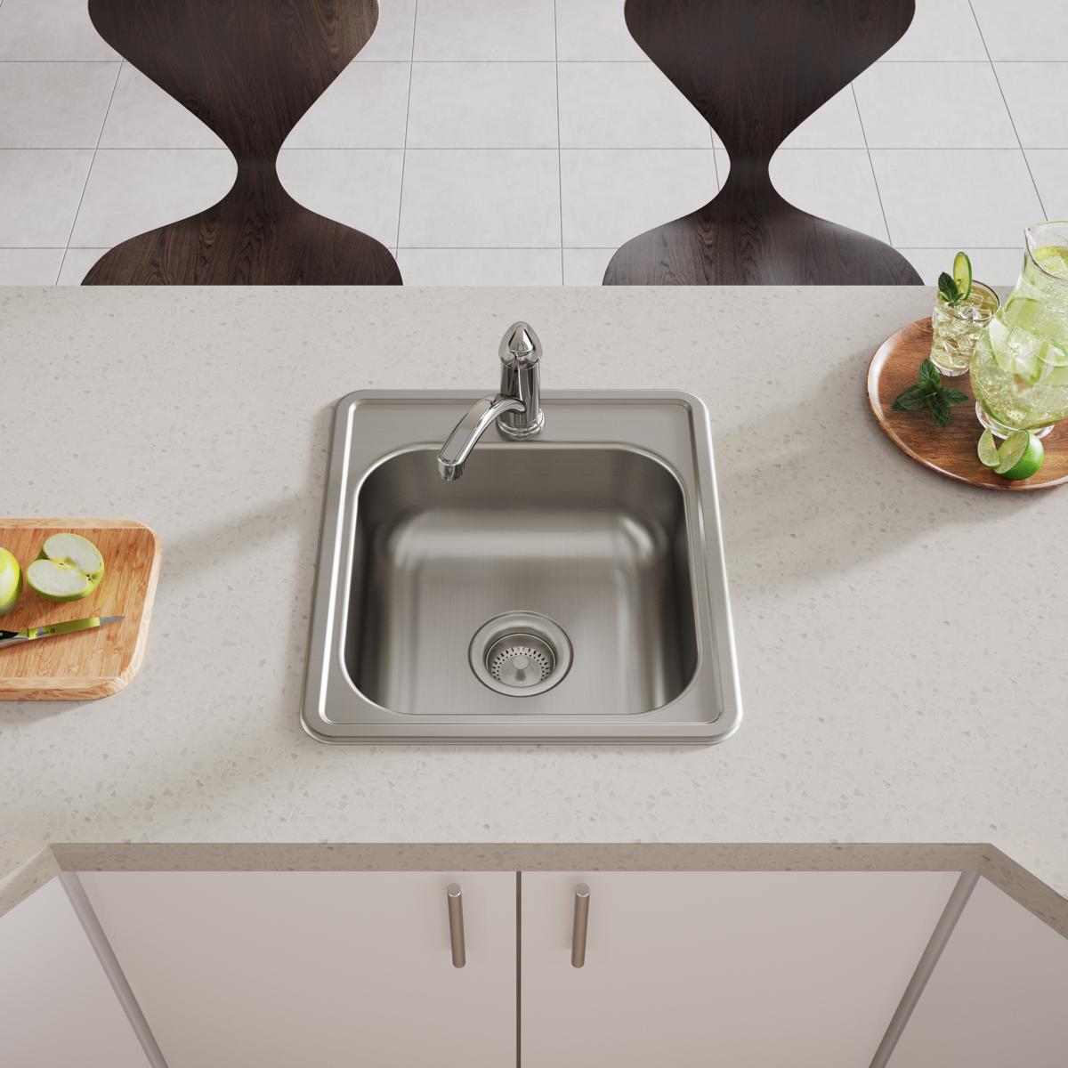 Elkay Dayton Stainless Steel 17" x 19" x 6-1/8", 1-Hole Single Bowl Drop-in Bar Sink D117191