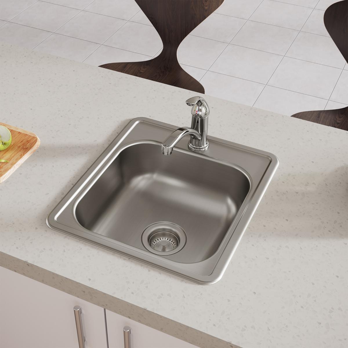 Elkay Dayton Stainless Steel 17" x 19" x 6-1/8", 1-Hole Single Bowl Drop-in Bar Sink D117191