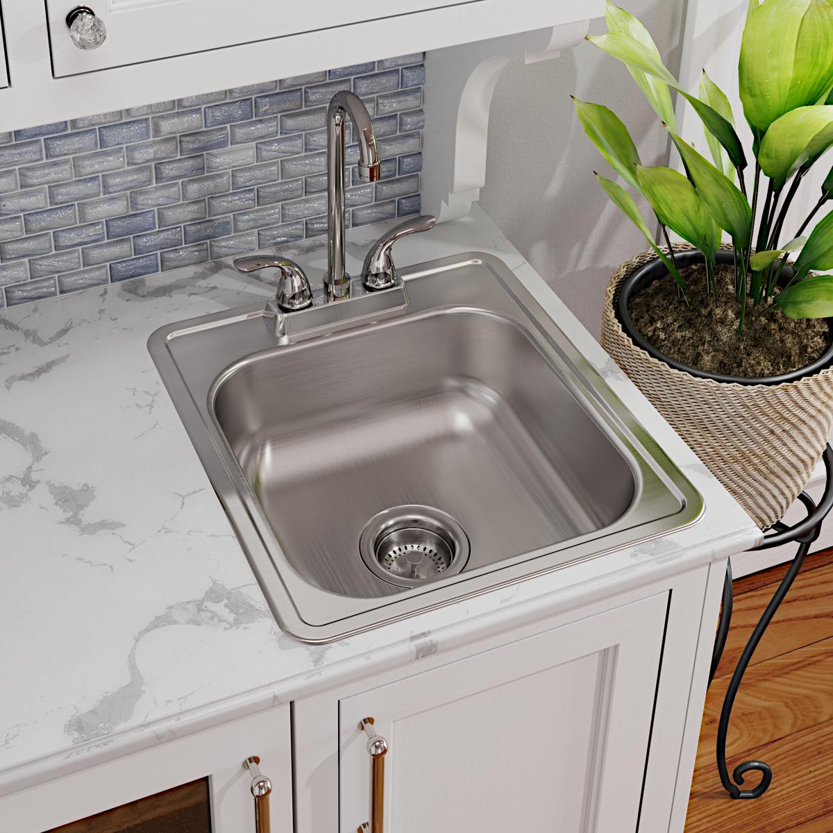 Elkay Dayton Stainless Steel 17" x 19" x 6-1/8", 1-Hole Single Bowl Drop-in Bar Sink D117191