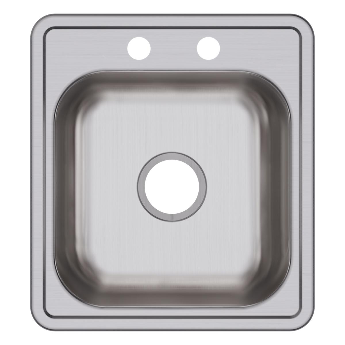 Elkay Dayton Stainless Steel 17" x 19" x 6-1/8", 2-Hole Single Bowl Drop-in Bar Sink D117192