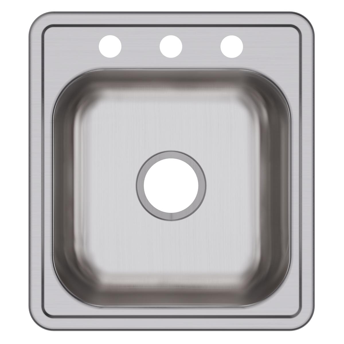 Elkay Dayton Stainless Steel 17" x 19" x 6-1/8", 3-Hole Single Bowl Drop-in Bar Sink D117193