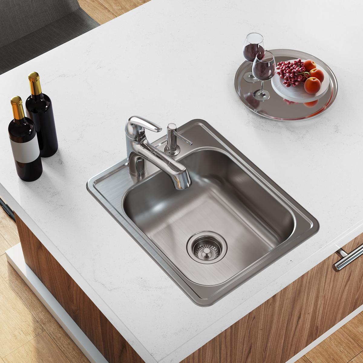 Elkay Dayton Stainless Steel 17" x 21-1/4" x 6-1/2", 2-Hole Single Bowl Drop-in Bar Sink D117212