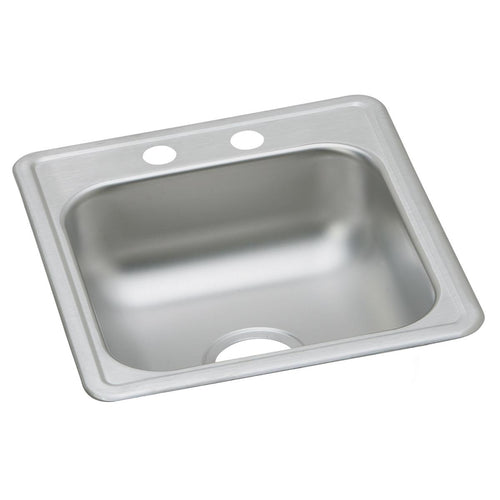 Elkay Dayton Stainless Steel 17" x 21-1/4" x 6-1/2", 2-Hole Single Bowl Drop-in Bar Sink D117212