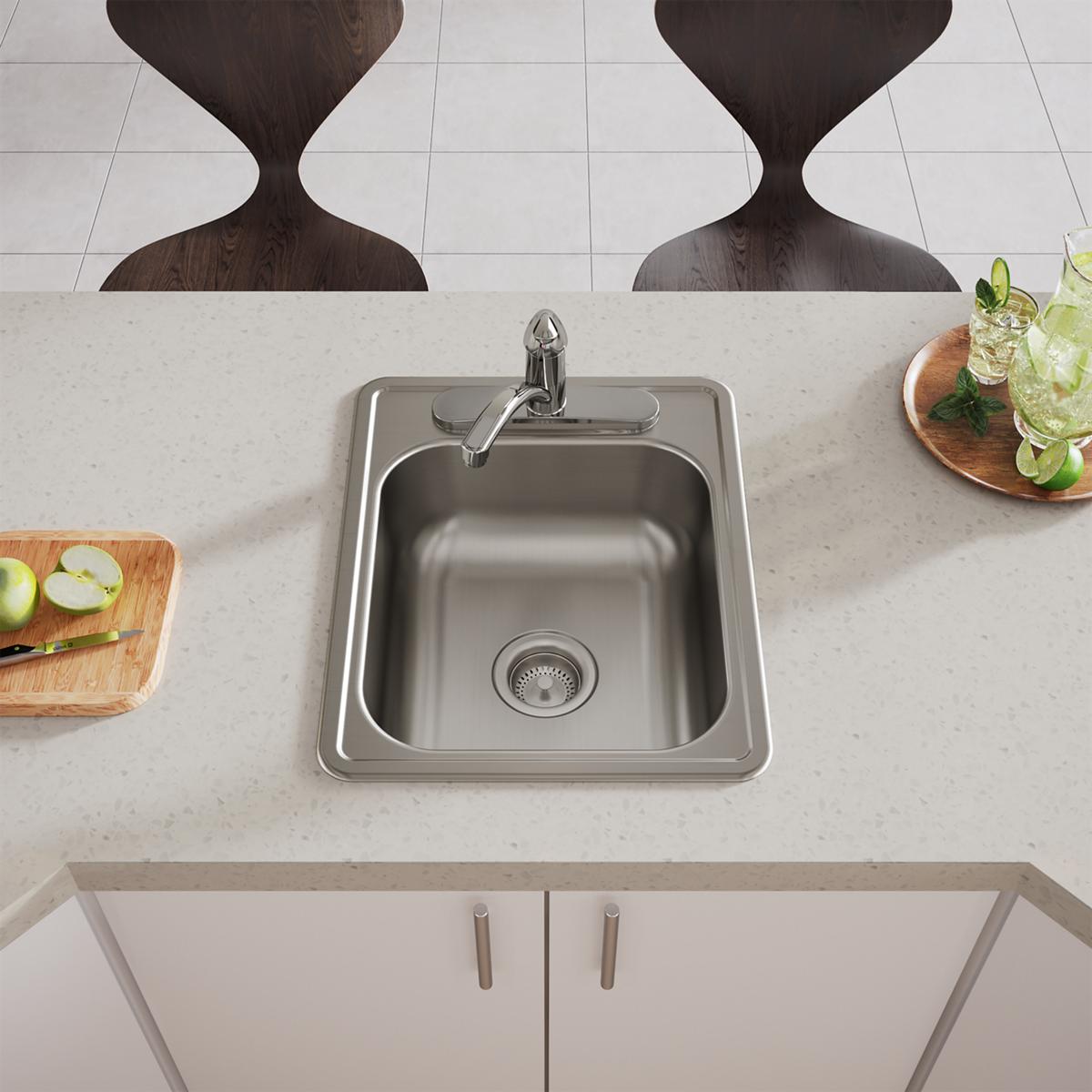 Elkay Dayton Stainless Steel 17" x 21-1/4" x 6-1/2", 3-Hole Single Bowl Drop-in Bar Sink D117213