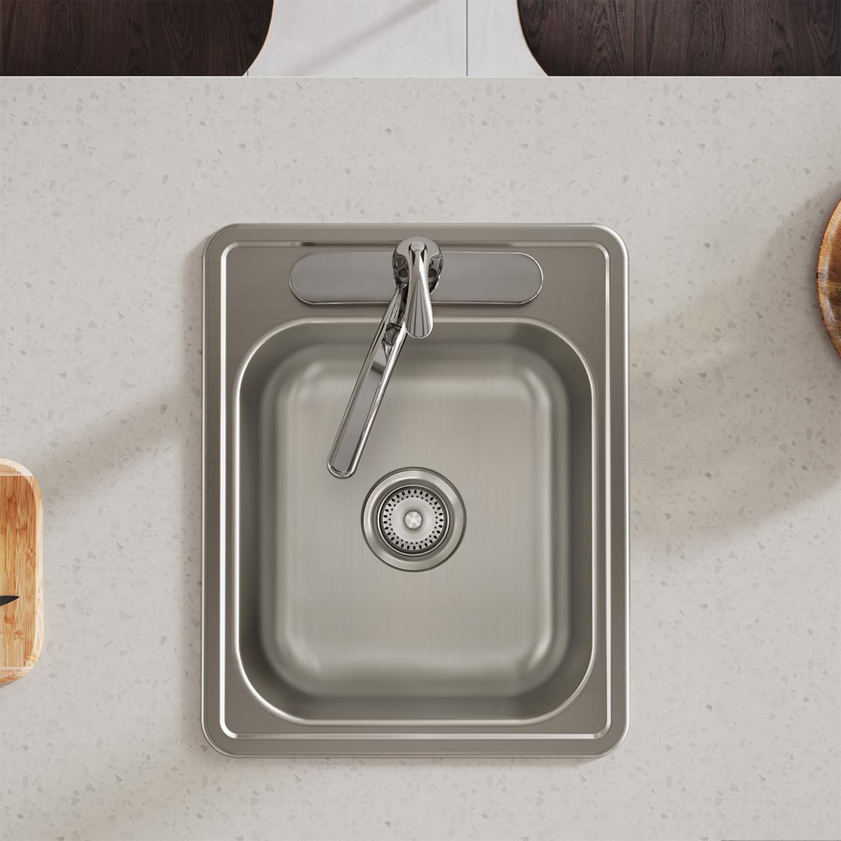 Elkay Dayton Stainless Steel 17" x 21-1/4" x 6-1/2", 3-Hole Single Bowl Drop-in Bar Sink D117213