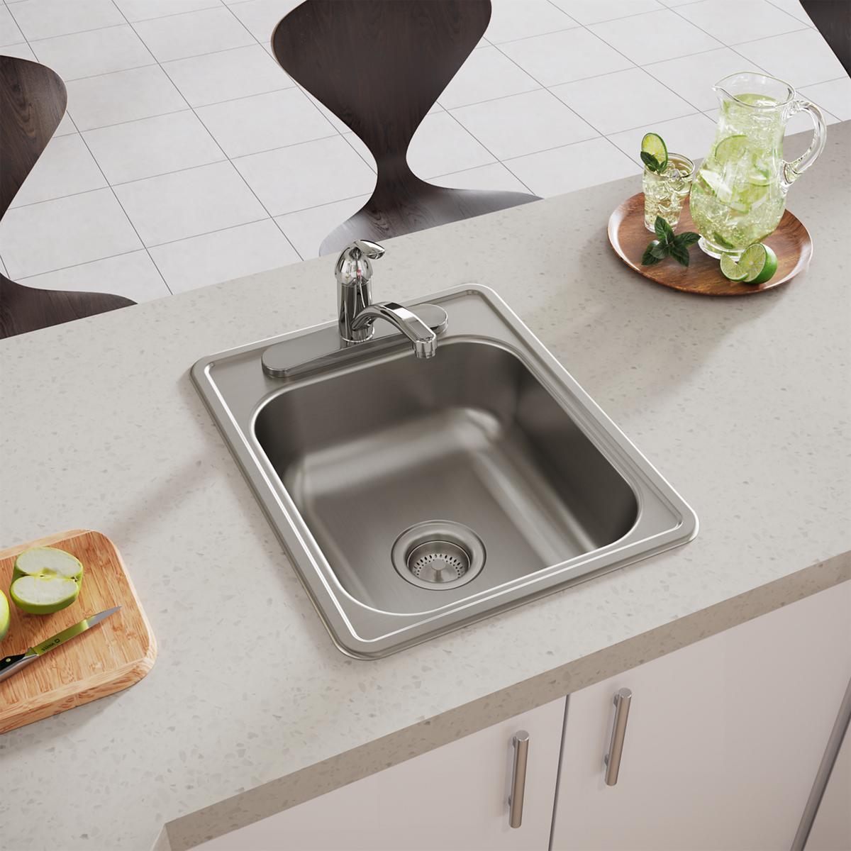 Elkay Dayton Stainless Steel 17" x 21-1/4" x 6-1/2", 3-Hole Single Bowl Drop-in Bar Sink D117213