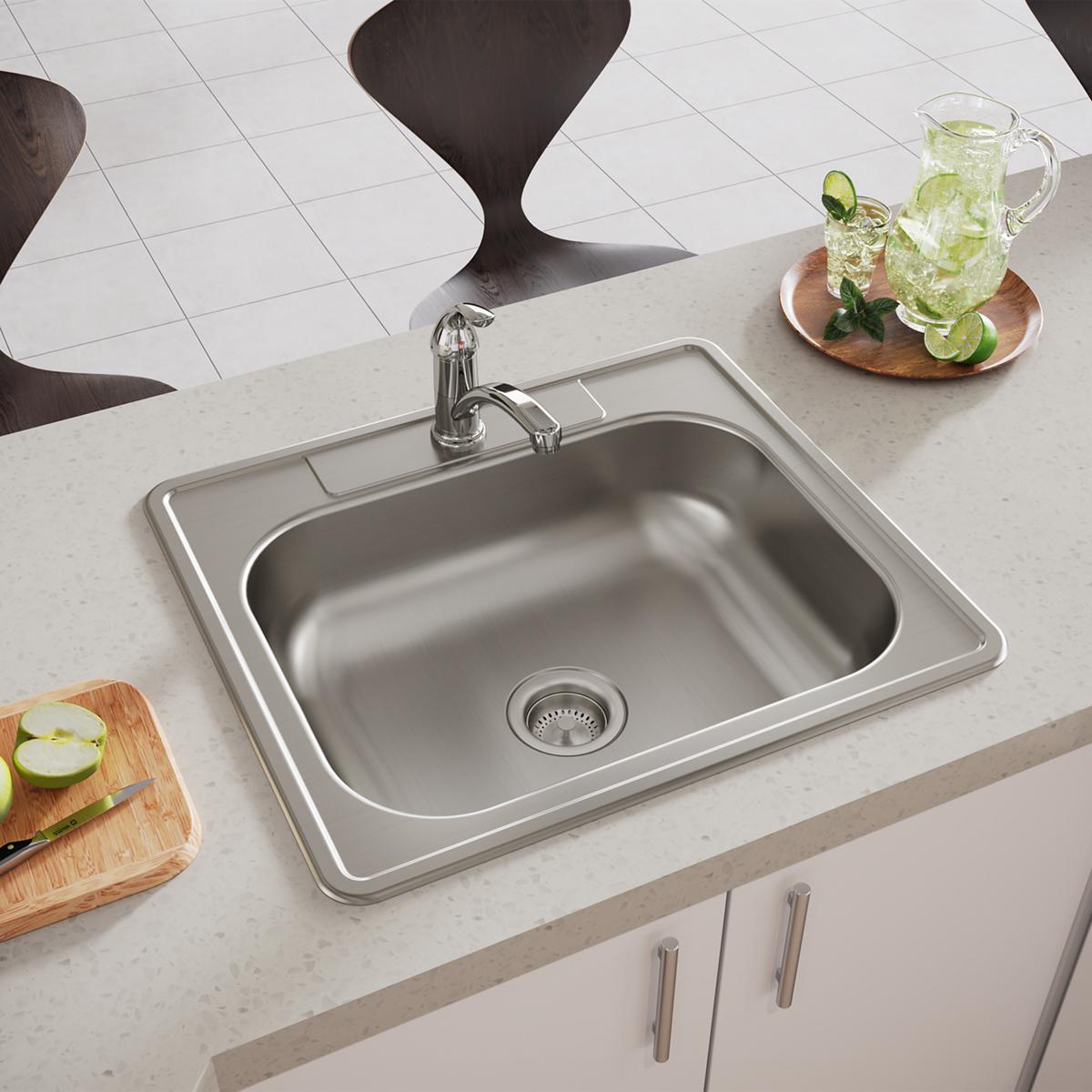 Elkay Dayton Stainless Steel 25" x 22" x 6-9/16", 1-Hole Single Bowl Drop-in Sink D125221