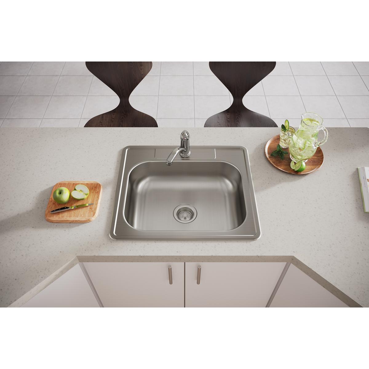 Elkay Dayton Stainless Steel 25" x 22" x 6-9/16", 1-Hole Single Bowl Drop-in Sink D125221