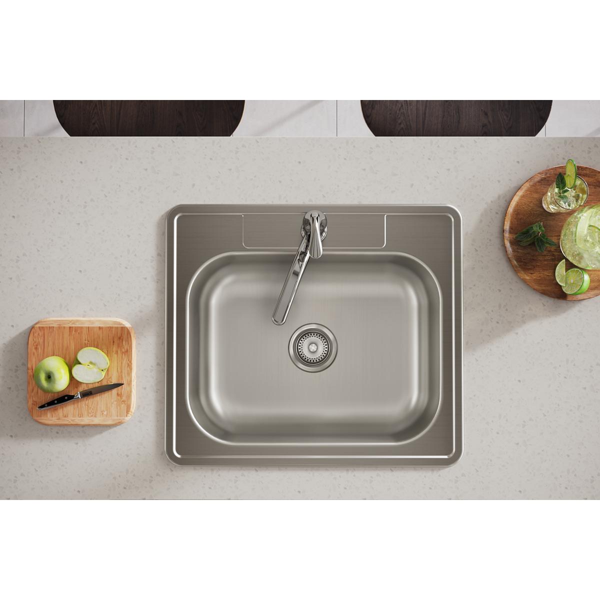 Elkay Dayton Stainless Steel 25" x 22" x 6-9/16", 1-Hole Single Bowl Drop-in Sink D125221