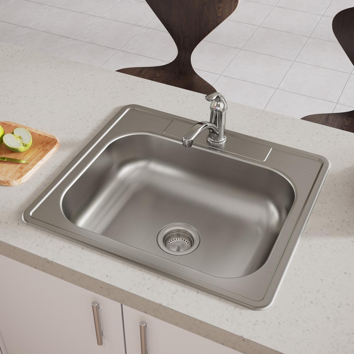 Elkay Dayton Stainless Steel 25" x 22" x 6-9/16", 1-Hole Single Bowl Drop-in Sink D125221