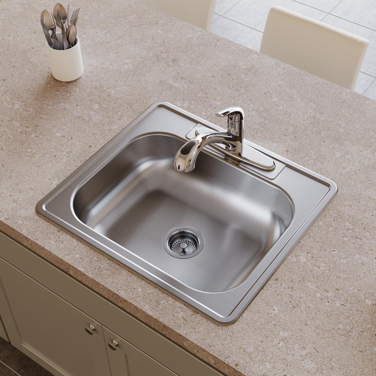 Elkay Dayton Stainless Steel 25" x 22" x 6-9/16", 2-Hole Single Bowl Drop-in Sink D125222