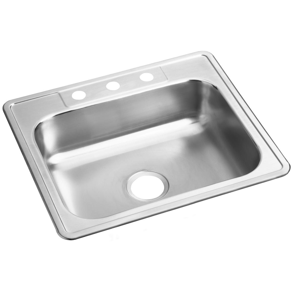 Elkay Dayton Stainless Steel 25" x 22" x 6-9/16", 3-Hole Single Bowl Drop-in Sink (50 Pack) DW50125223