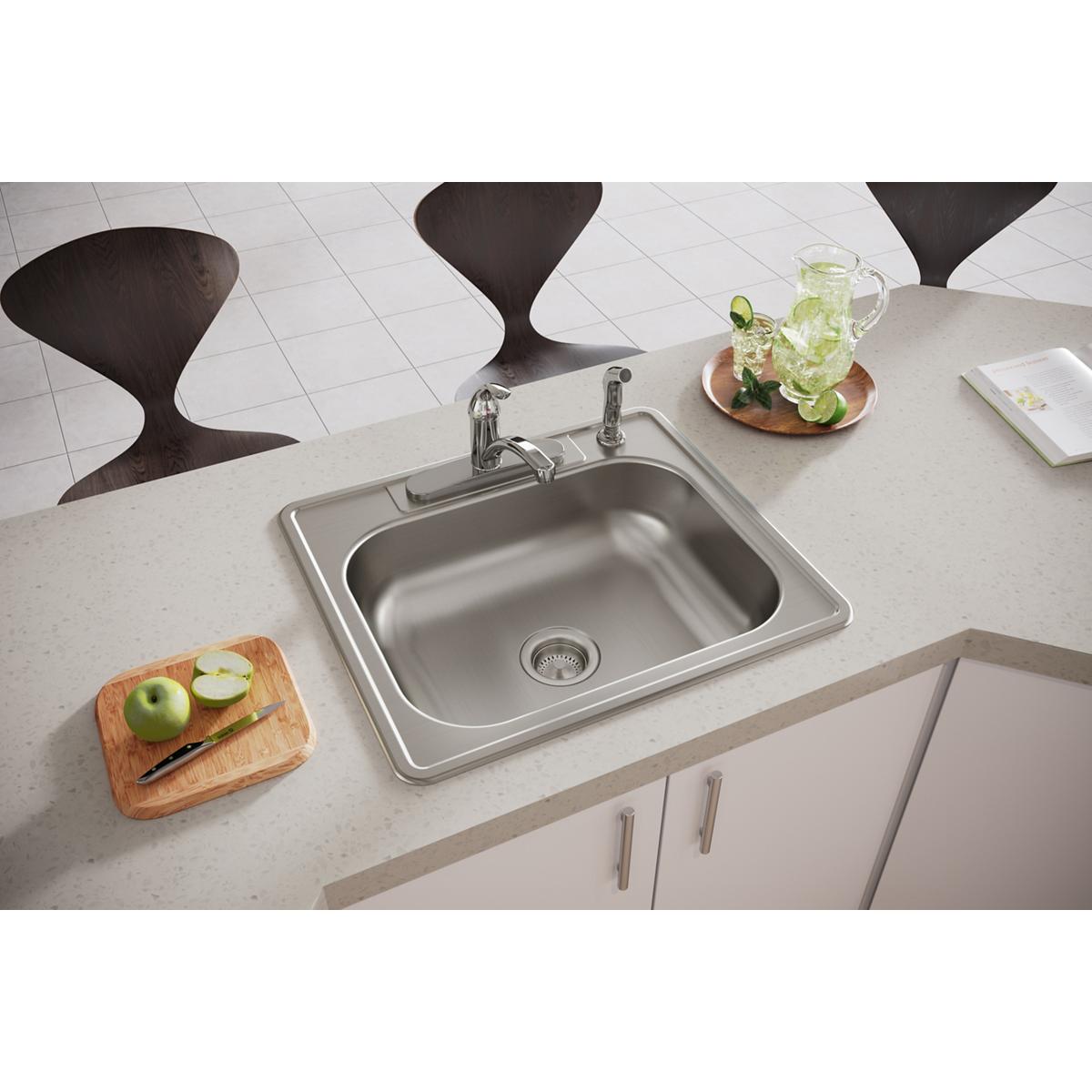 Elkay Dayton Stainless Steel 25" x 22" x 6-9/16", 4-Hole Single Bowl Drop-in Sink D125224