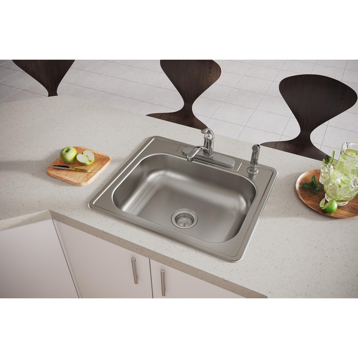 Elkay Dayton Stainless Steel 25" x 22" x 6-9/16", 4-Hole Single Bowl Drop-in Sink D125224