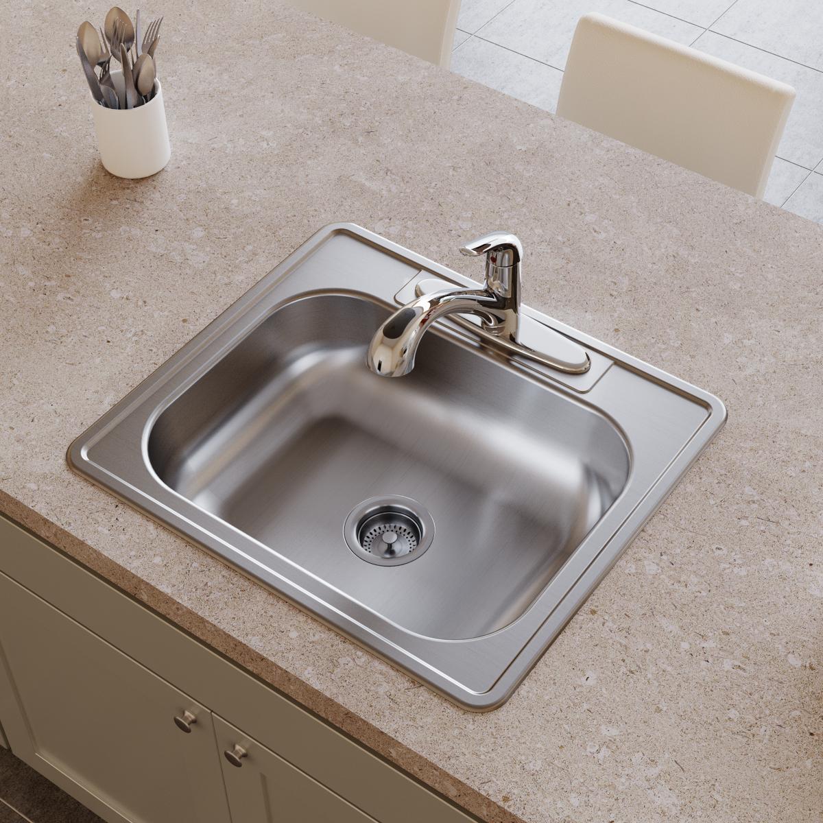 Elkay Dayton Stainless Steel 25" x 22" x 6-9/16", 4-Hole Single Bowl Drop-in Sink D125224