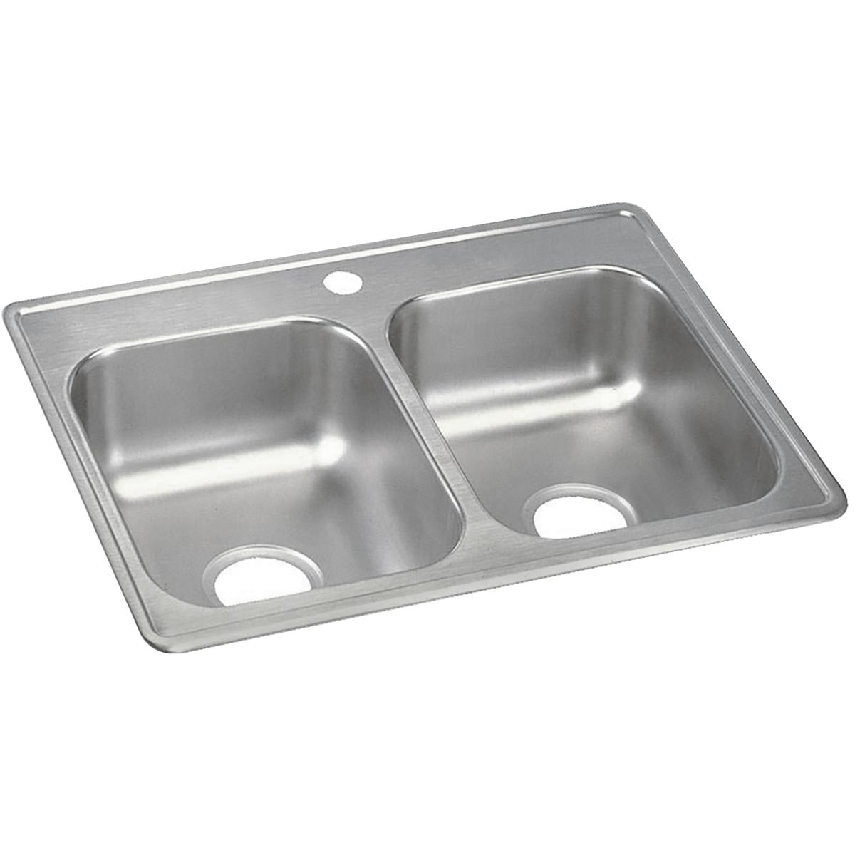 Elkay Dayton Stainless Steel 25" x 19" x 6-5/16", 1-Hole Equal Double Bowl Drop-in Sink D225191