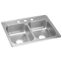 Elkay Dayton Stainless Steel 25" x 19" x 6-5/16", 3-Hole Equal Double Bowl Drop-in Sink D225193