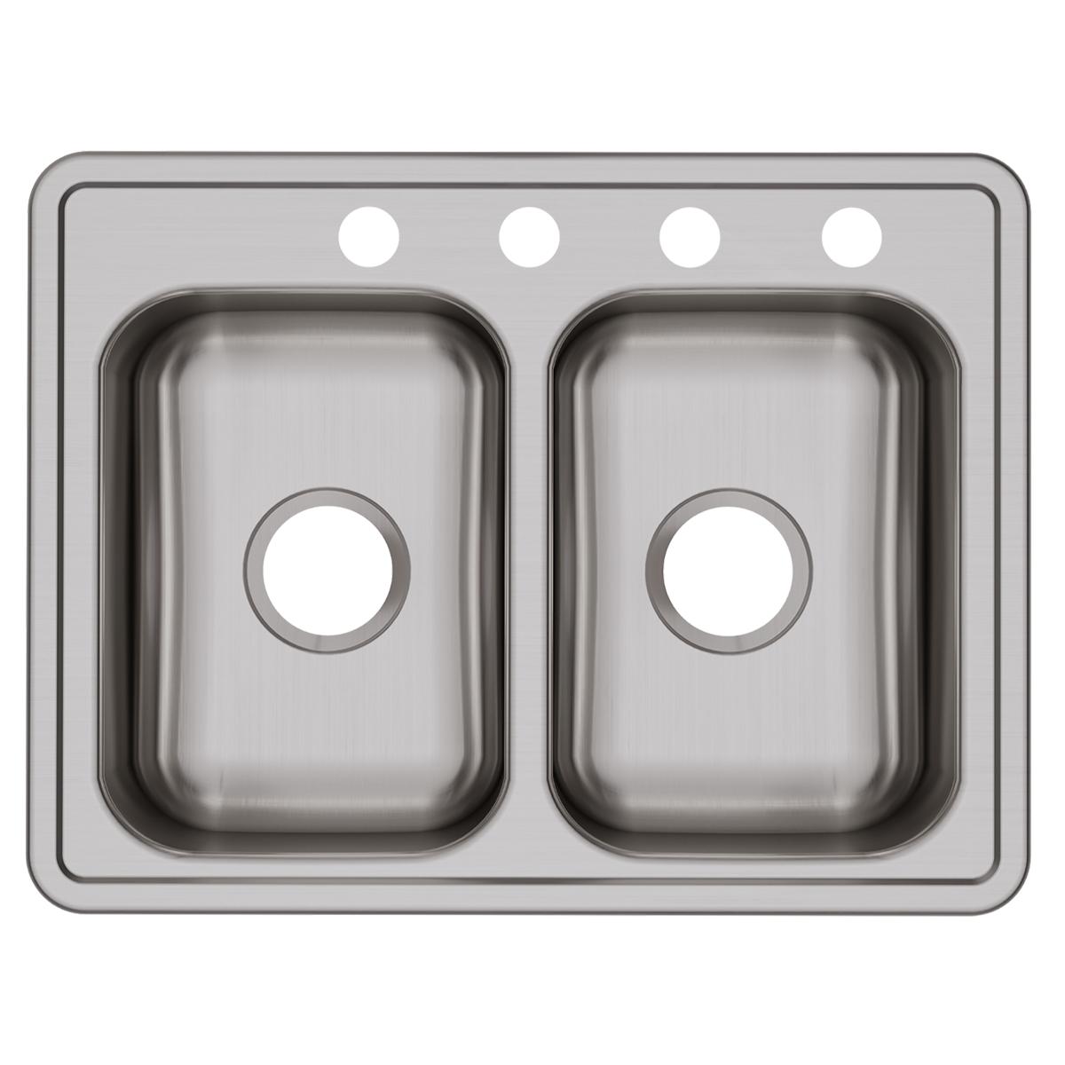 Elkay Dayton Stainless Steel 25" x 19" x 6-5/16", 4-Hole Equal Double Bowl Drop-in Sink D225194