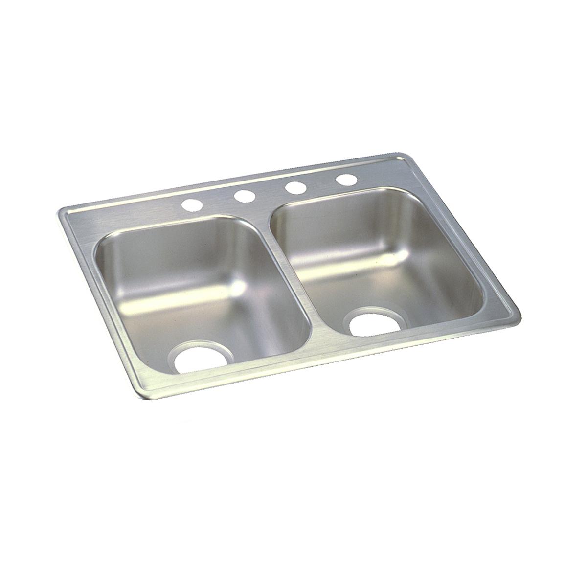 Elkay Dayton Stainless Steel 25" x 19" x 6-5/16", 4-Hole Equal Double Bowl Drop-in Sink D225194