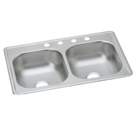 Elkay Dayton Stainless Steel 33" x 19" x 6-7/16", 4-Hole Equal Double Bowl Drop-in Sink D233194