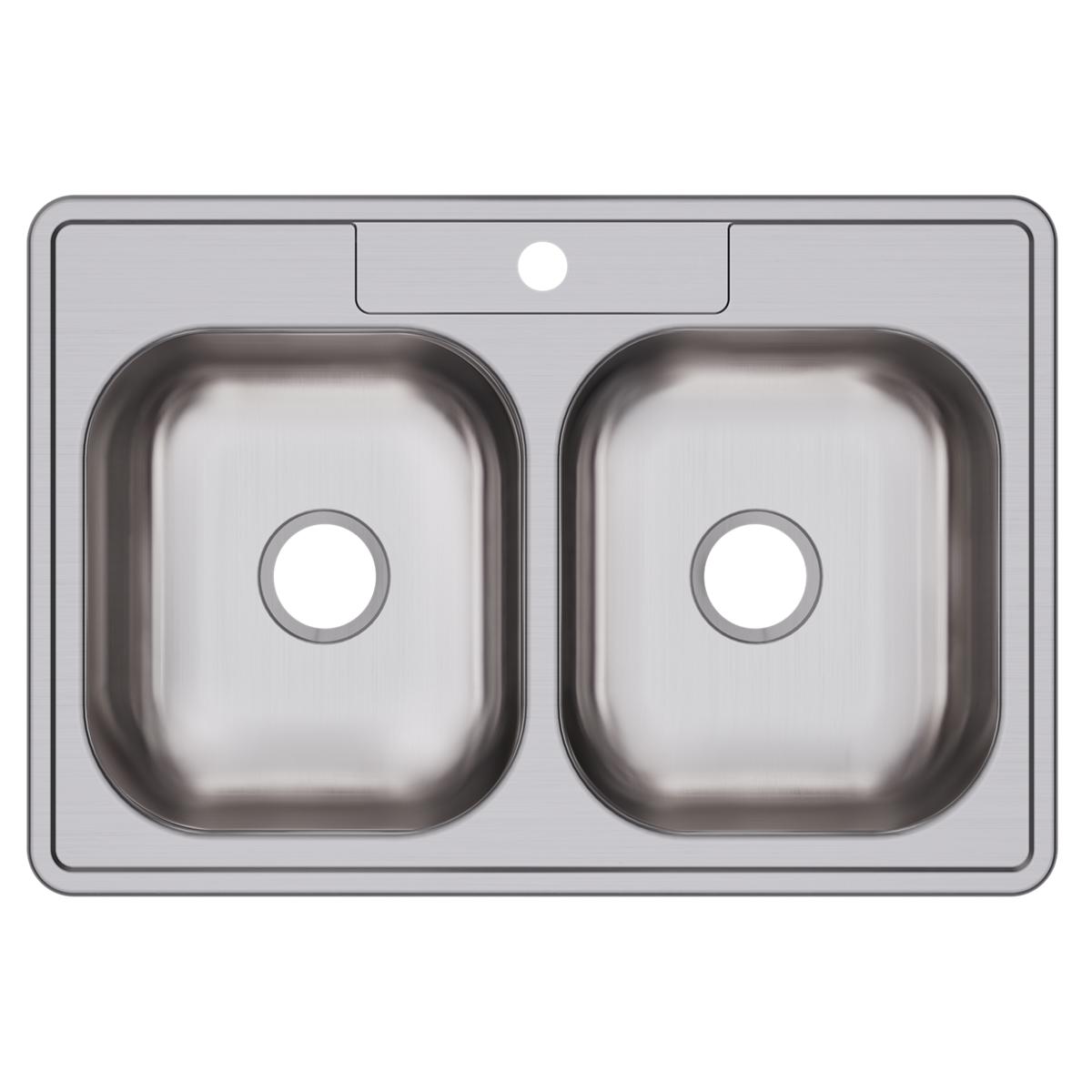Elkay Dayton Stainless Steel 33" x 22" x 6-9/16", 1-Hole Equal Double Bowl Drop-in Sink D233221