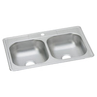 Elkay Dayton Stainless Steel 33" x 22" x 6-9/16", 1-Hole Equal Double Bowl Drop-in Sink D233221