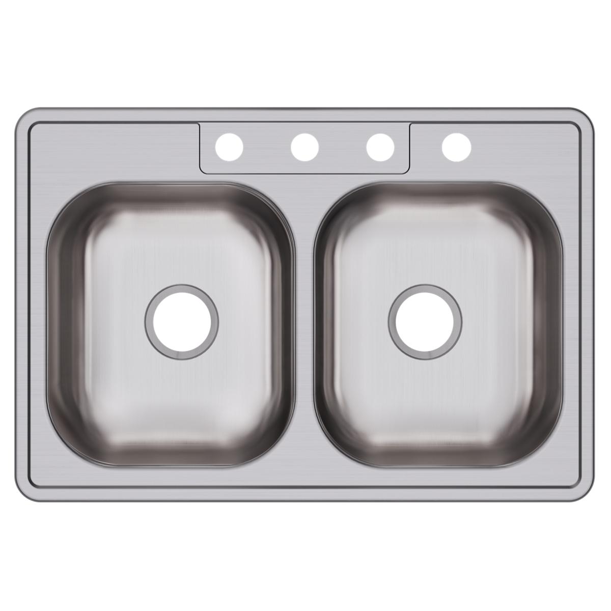 Elkay Dayton Stainless Steel 33" x 22" x 6-9/16", 4-Hole Equal Double Bowl Drop-in Sink D233224