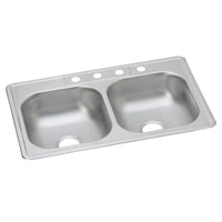 Elkay Dayton Stainless Steel 33" x 22" x 6-9/16", 4-Hole Equal Double Bowl Drop-in Sink D233224