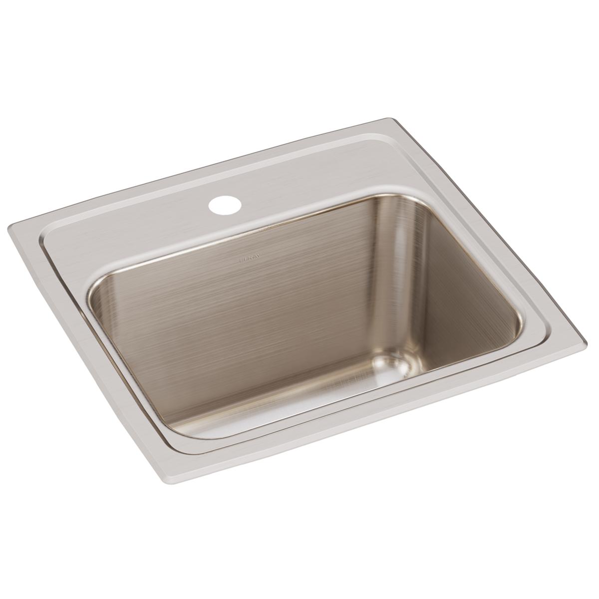 Elkay Lustertone Classic Stainless Steel 17" x 16" x 10-1/8", 1-Hole Single Bowl Drop-in Sink DLR1716101