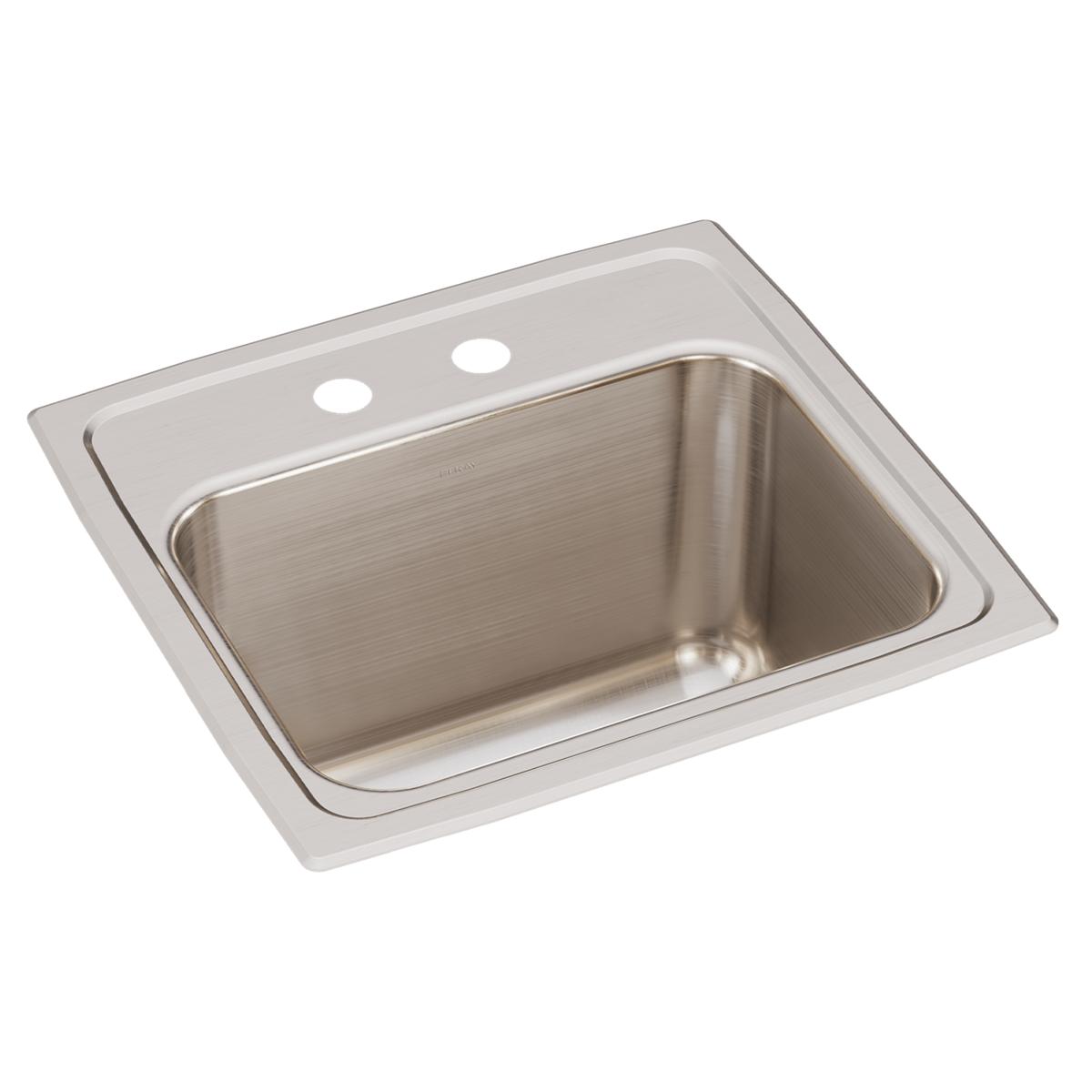 Elkay Lustertone Classic Stainless Steel 17" x 16" x 10-1/8", 2-Hole Single Bowl Drop-in Sink DLR1716102